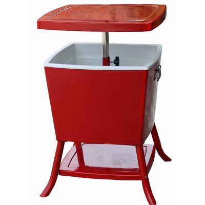 China 2020 Sustainable Hot Selling 95L Metal Cooler Box With Umbrella For Outdoor for sale