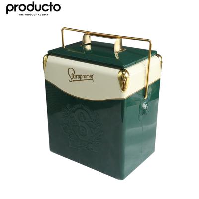 China Retro Metal 17L Sustainable Portable Beer Food Cooler Can With Handle For Camping for sale