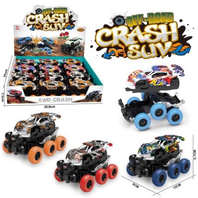 China Toy Wholesale 12PCS Diecast Plastic Car Six Wheel Pull Back Climbing Off Road Car Toys For Children for sale