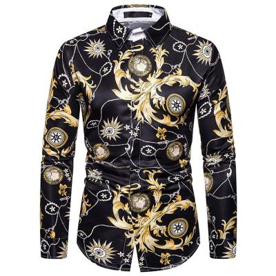 China African Anti-Pilling Designer Slim Fit Floral Print Long Sleeve Custom Mens Shirts For Men for sale