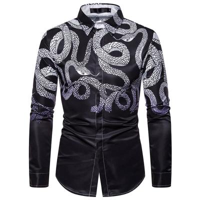 China New spring and autumn snake three-dimensional printing long-sleeved shirt breathable casual European and American style men's casual shirts for sale