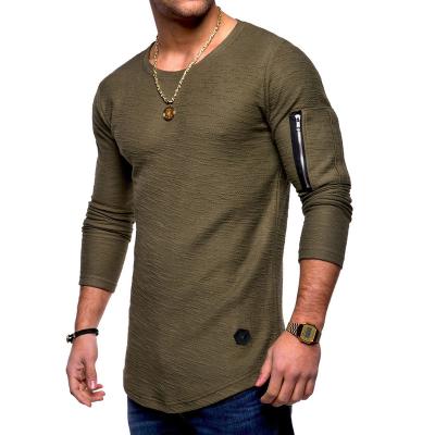 China Men's Dry-Fit Moisture Wicking Performance Long Sleeve Anti-Wrinkle Outdoor Active Athletic T-shirt Crew Top Empty T-Shirt for sale