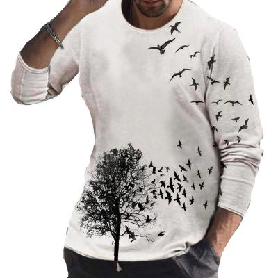 China Breathable Fashionable Oversized Long Sleeve T-Shirts Tree Finch African American Print Graphic Custom T-Shirt for sale