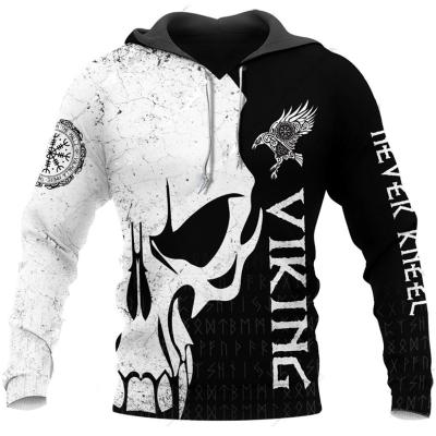 China Anti-wrinkle Mens Digital Printing Skull Pattern Pullover Hooded Top Sweatshirts With Pocket Heavy Hoodie for sale