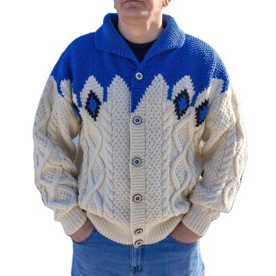 China 2021 Anti-wrinkle men's cardigan printed sweater winter clothing crochet sweater for men for sale