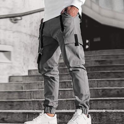 China Multi-pocket Breathable Mens Gray Slim Skinny Cargo Pants Men Stack Cargo Pant for sale