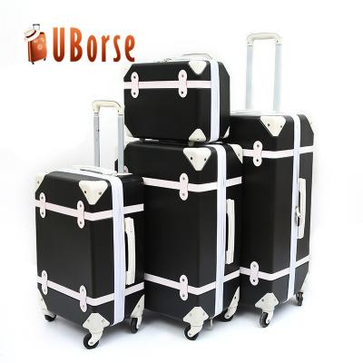 China Wholesale Factory Vintage ABS Travel 4 Piece Trolley Luggage Bag Set for sale