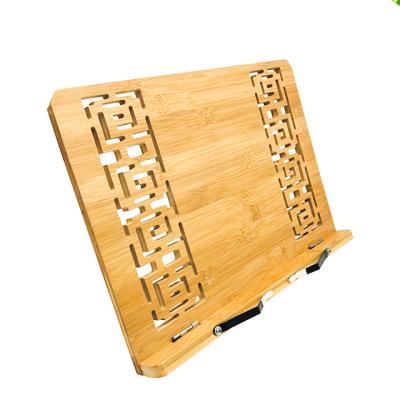 China book & Carved Wooden Bookends Bamboo Reading Home Office Computer Stand Shelf Bracket Office Shelf for sale