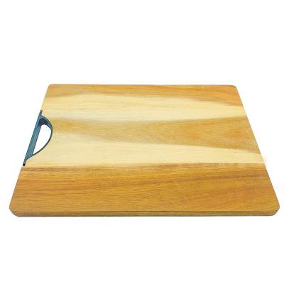 China Eco-Friendly Sustainable Acacia Rectangle Wood Chopper Board Cutting Board With Plastic Handle for sale