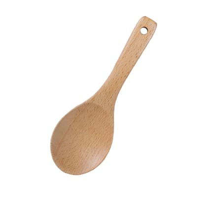 China Sustainable Natural Wood Kitchen Utensils Environmental Protection Beech Wood Spoon Rice Cooking Spoon for sale