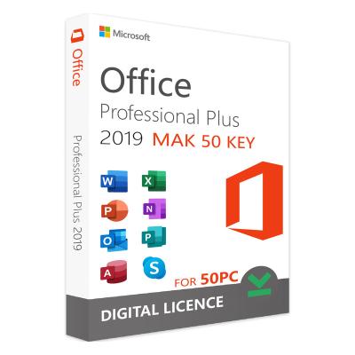 China Genuine 50 User Office 2019 Professional Plus MAK50 Professional Office 2019 License 50PC Plus Office 2019 Online Activation Key 100% Pro Plus MAK50 Key for sale