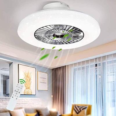 China Modern Electric Chandelier All-in-one Smart Invisible Household Fan Dining Room Ceiling Fan Lamp With Dimming for sale