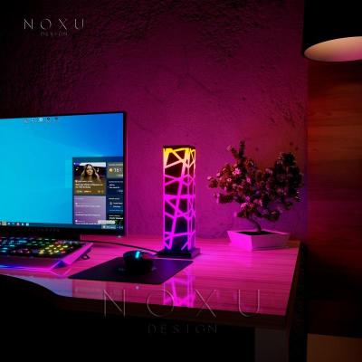 China Modern Design Multicolor Cube Position Night Lamp Restaurant Office Bedroom RGB Table Light With Remote Control for sale