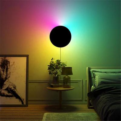 China Amazon Minimalist Zhongshan Decorative Sample Room Wall Lamp Led Modern Minimalist Bedroom RGB Dimmable Colorful Wall Lamp for sale