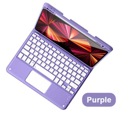 China New Arrival Wireless Case with Touchpad Keyboard for iPad Pro 2021 Keyboard Case 11 inch with Pencil Holder Purple for sale