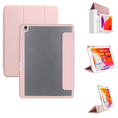 China Case Can Be Detachable Separated For iPad 10.2 Silicone Hard Soft Edge Transparent Detachable Bottom Cover With Pencil Holder Case For iPad 7/8th for sale