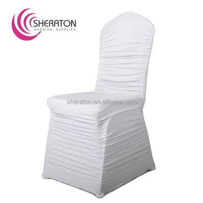 China Wholesale Custom Universal Spandex Chair Cover Wedding Black White Ruffled Chair Cover Durable for sale