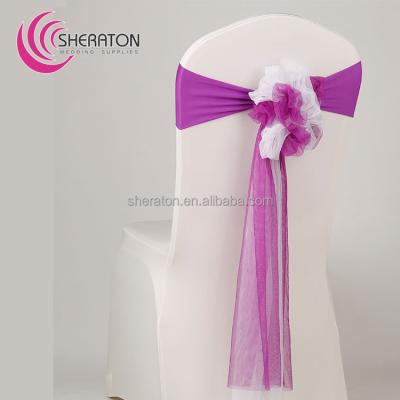 China Fancy durable organza chair sash with spandex chair band wedding and banquet decoration price the good for sale