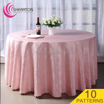 China Manufacturer durable washable Cheap 10 patterns polyester wedding jacquard table clothes/banquet gold design white tablecloth linen cover for sale