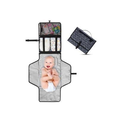 China Portable Water Resistant Baby Diaper Changing Mat Nappy Changing Station Pad Travel Clutch Baby Stroller Hanging Bag for sale