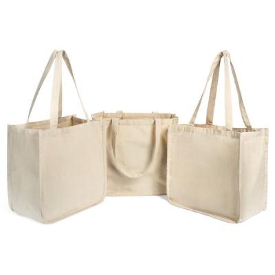 China Waterproof eco Cotton Canvas Reusable Grocery Shopping Bags 3 sets for shopper for sale