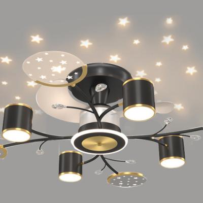 China 2022 New Product Black Ceiling Fan Modern Chandelier Ceiling Fan Remote Control Ceiling Fan For Room Indoor Home Zhongshan for sale