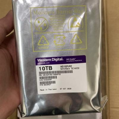 China Original brand new Hdd W102PURX 3.5 SATA hdd 10tb 7200 rpm purple hard disk drive special for cctv camera security dvr nvr mining for sale