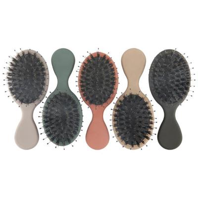 China Paddle Hot Selling Mini Boar Bristle Paddle Rubber Hair Brush For Cleaning Hair for sale