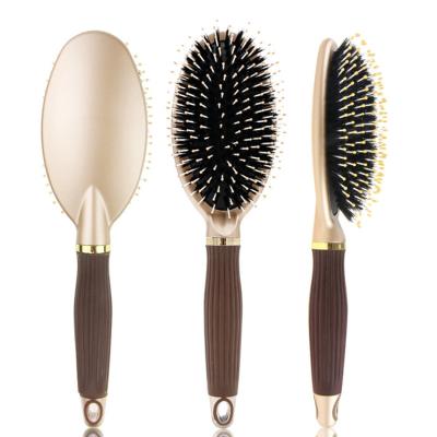 China Comfortable Well Designed Private Label Personalize Massage Paddle Gold Plastic Hair Brush for sale