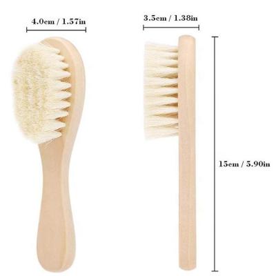 China Wholesale Logo 100% Natural Wooden Kids Soft Bristle Logo White Hair Paddle Soft Hair Brush For Baby for sale