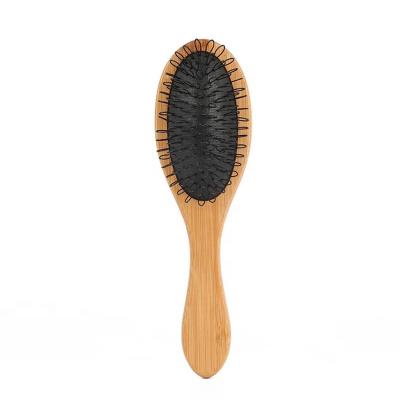 China Private Label Compact Custom Natural Bamboo Handle Logo Bristle Nylon Hair Extension Tools Detangling Easy Loop Hair Brush for sale