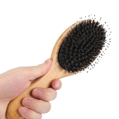 China High Quality Compact Oval Boar Bristle Hot Selling Bamboo Hair Brush for sale