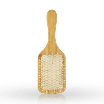 China Best Price Wooden Hair Brush Compact Custom Logo Pad, Black And White Hair Massage Paddle Bamboo Hair Brush For Women for sale