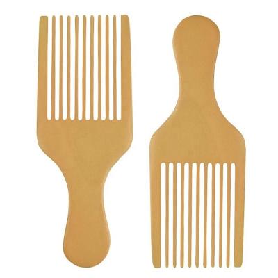 China Home Custom Logo Comb Hair Pick Natural Wooden Afro Comb With Handle for sale