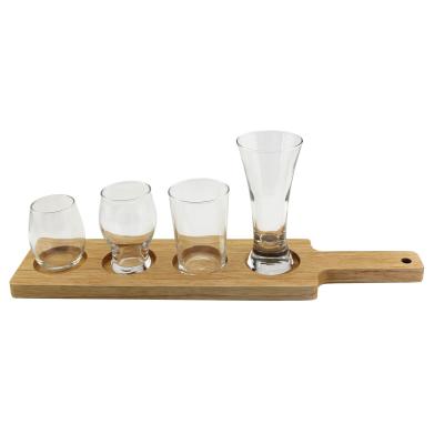 China #40076 Glass Taster Serving Palette in Sustainable Wood, Serving Flights of Wines and Beers for sale