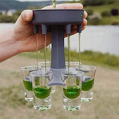 China Shatter Proof Hot Sell Party Game Wine Tools Plastic 6 Shot Glasses Dispenser and Holder for sale