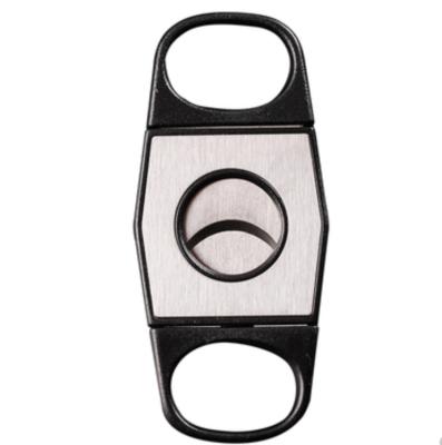 China Traditional Plastic Cigar Cutter Guillotine Cigar With Double Blades Cigar Accessories Meeting Gift for sale