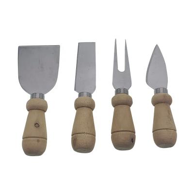 China #80045 sustainable set of 4 wooden Hanlde cheese knives set with stainle steel blade for all type of cheeses for sale