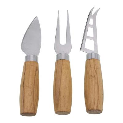 China #80048 Sustainable 3 Piece Olivewood Cheese Knives Set For Hard Cheese for sale