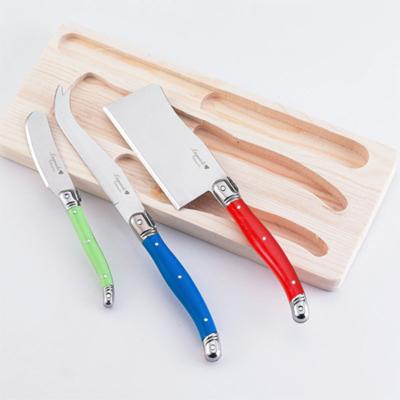 China Sustainable 3 Pieces Plastic Handle Stainless Steel Cheese Knife Set for sale