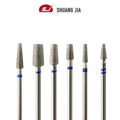 China Quickly Remove SHUANGJIA All Size High Quality Conical Flat Shape Diamond Russian Nail Medium Drill Bit for sale