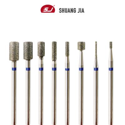 China Quickly Remove SHUANGJIA All Size Barrel To Form High Quality Diamond Russian Manicure Machine Medium Nail Drill Bit for sale