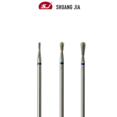 China Quickly Remove All SHUANGJIA Size Pear Shape Diamond Smooth The Cuticle Area High Quality Medium Nail Drill Bit for sale