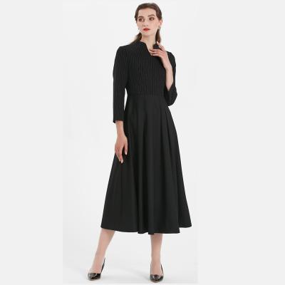 China 2021 Black Striped Daily Dresses Women Simple Atmosphere Anti-Wrinkle Long Dress Dress Women for sale