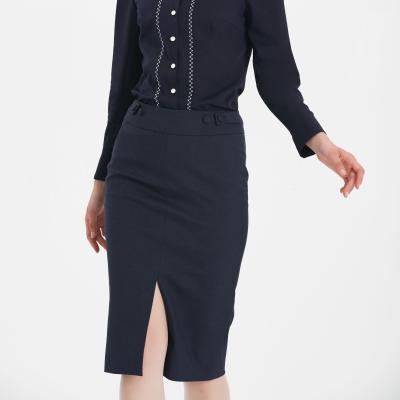 China Customizable Modern Plus Size Simplicity Ladies Solid Color Waist Stretch Office Elegant Skirts for sale