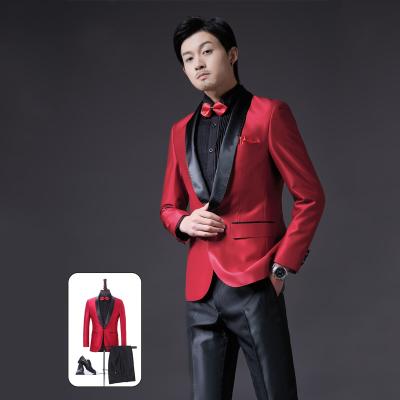 China China Wedding Series Red Simple Romantic Passion Anti-wrinkle Product Design Single Row One Button Wedding Men's Suit for sale