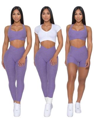 China Wholesale Four Way Stretch Custom Logo 2 Piece Wear Sets Sportswear Running High Waisted Workout Leggings Yoga Set Women Yoga Clothing for sale