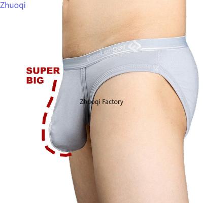 China Antibacterial Man Ultra Low Briefs With Super Big Penis Pouch Modal Elastic Sexy Lingerie For Special Cock Long Gay Plus Erotic U-convex Boxer for sale