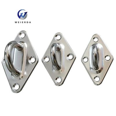 China Marine Hardware Diamond Pad Eye Plate Stainless Steel Staple Hook Loop Heavy Duty 304 Stainless Steel Pad Eye Plate for sale