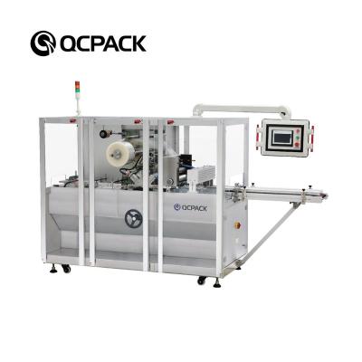 China Automatic Food Cellophane Overwrapping Machine Over Envelope Medium Size Box Small Case With BOPP PVC Plastic Sheet Tear Strip for sale